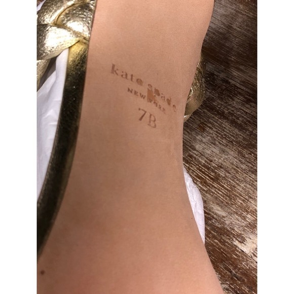 Kate Spade Saffron Heels Slingback Antique Gold Metallic Leather NEW 7 US - Picture 8 of 8